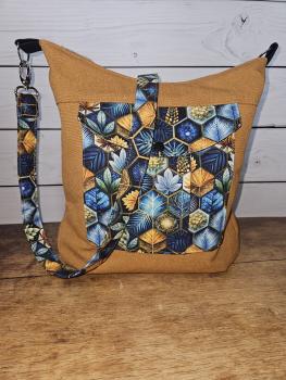 Umhängetasche  braun blau