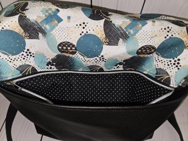 Preview: Shopper Tasche schwarz türkis